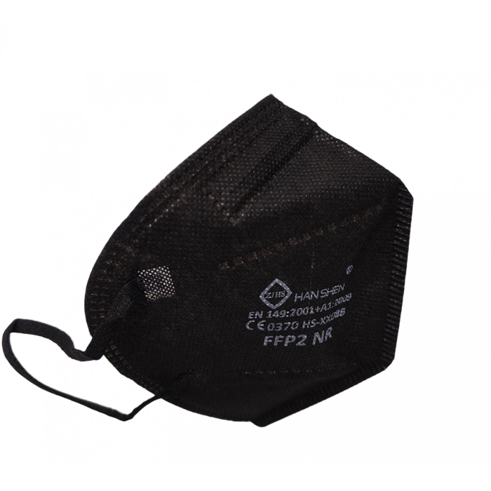 Set 2 bucati Masca de protectie faciala, Flippy, de unica folosinta pentru adulti, FFP2, KN95 CE 0370, 5 straturi, nesterila, ambalaj individual, Negru [2]