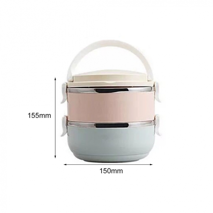 Set 2 Caserole pentru alimente Flippy, lunch box, 1400 ml, otel inoxidabil, maner, valva aerisire, 15.5 x 15 cm, inchidere etansa, multicolor [4]