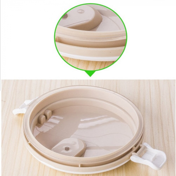 Set 2 Caserole pentru alimente Flippy, lunch box, 1400 ml, otel inoxidabil, maner, valva aerisire, 15.5 x 15 cm, inchidere etansa, multicolor [6]