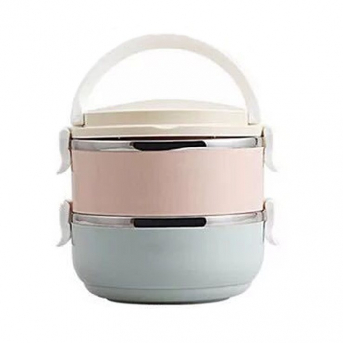 Set 2 Caserole pentru alimente Flippy, lunch box, 1400 ml, otel inoxidabil, maner, valva aerisire, 15.5 x 15 cm, inchidere etansa, multicolor [1]