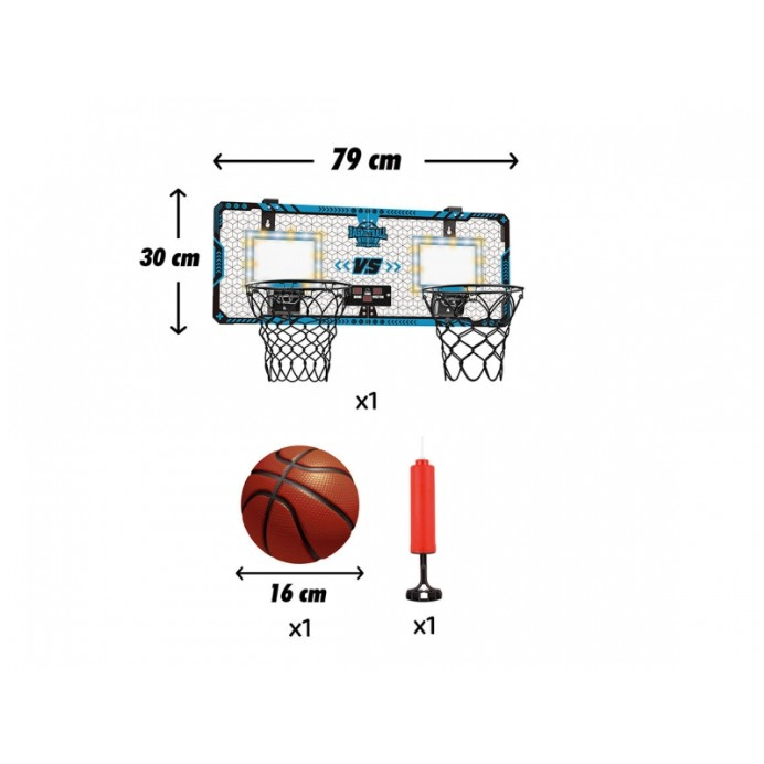 Set 2 Cosuri de Baschet pentru Copii, Flippy, cu Tablou de Bord Electronic, Pentru 2 Jucatori, Minge, Pompa, 2 Moduri, Interior/Exterior, Inel Metalic si Rabatabil cu Arc, Luminos, 60x31x6 cm, Multico [3]