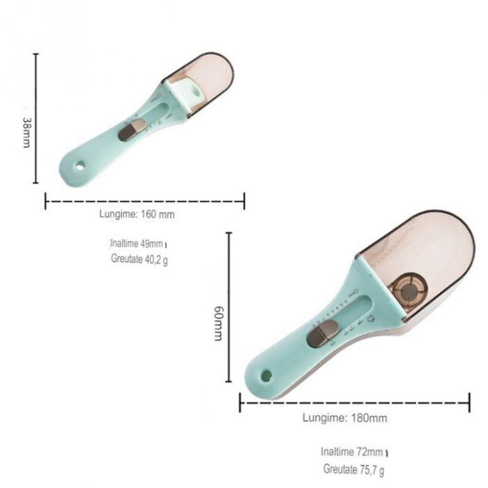 Set 2 Cupe Gradate pentru Bucatarie, Flippy, Cupe de Masurat Reglabile, Ergonomic, Confortabil, pentru Lichide si Solide, Volum ajustabil 5-30ml, 30-130ml, Culoare Albastru [7]