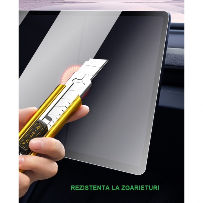Set 2 Folii de Sticla Securizata, Flippy, Compatibila cu Tesla Model 3 / Tesla Model Y, Ecran Frontal si Spate, Anti Blue-Ray, 4K Ultra HD, Anti-amprenta, 2.5D, Transparent [5]