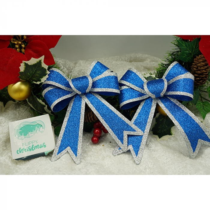 Set 2 fundite pentru brad, Albastre, cu margini argintii, 13 x 18 cm, PVC, Flippy [5]