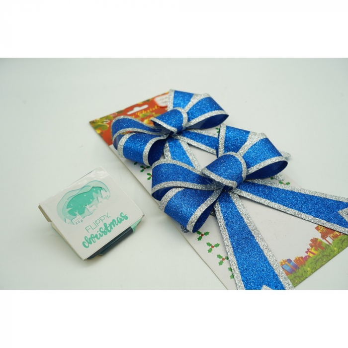Set 2 fundite pentru brad, Albastre, cu margini argintii, 13 x 18 cm, PVC, Flippy [2]