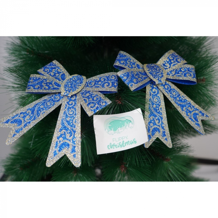 Set 2 fundite pentru brad, Albastre, model spiralat, cu margini aurii, 13 x 18 cm, PVC, Flippy [6]