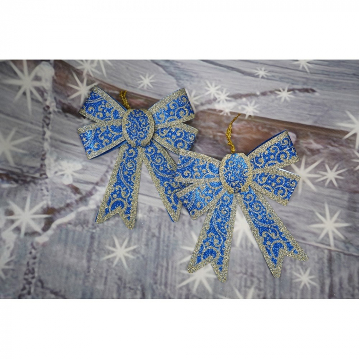 Set 2 fundite pentru brad, Albastre, model spiralat, cu margini aurii, 13 x 18 cm, PVC, Flippy [3]