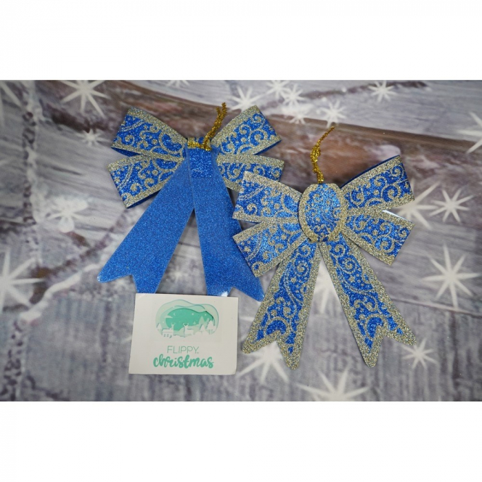 Set 2 fundite pentru brad, Albastre, model spiralat, cu margini aurii, 13 x 18 cm, PVC, Flippy [4]