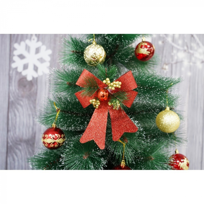 Set 2 fundite pentru brad, Rosii, decorate, cu sclipici, 14 x 19 cm, din poliester, Flippy [2]