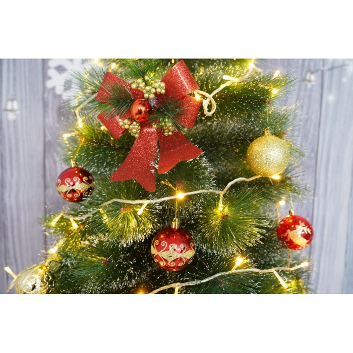 Set 2 fundite pentru brad, Rosii, decorate, cu sclipici, 14 x 19 cm, din poliester, Flippy [3]