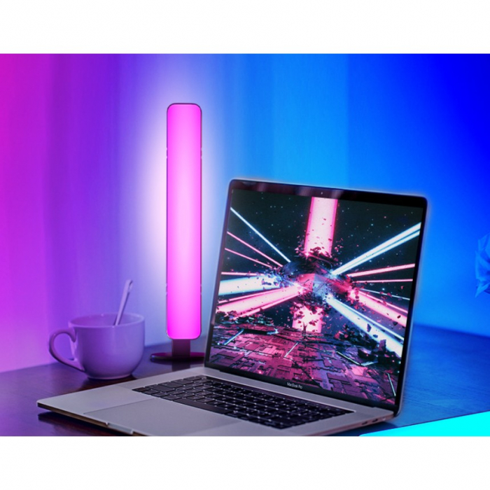 Set 2 Lampi de Birou, Flippy, RGB Colorat, 28 LED, Putere 5V, Telecomanda cu 24 de Taste, Cablu USB, Negru, 25.5x4x3.5cm [2]