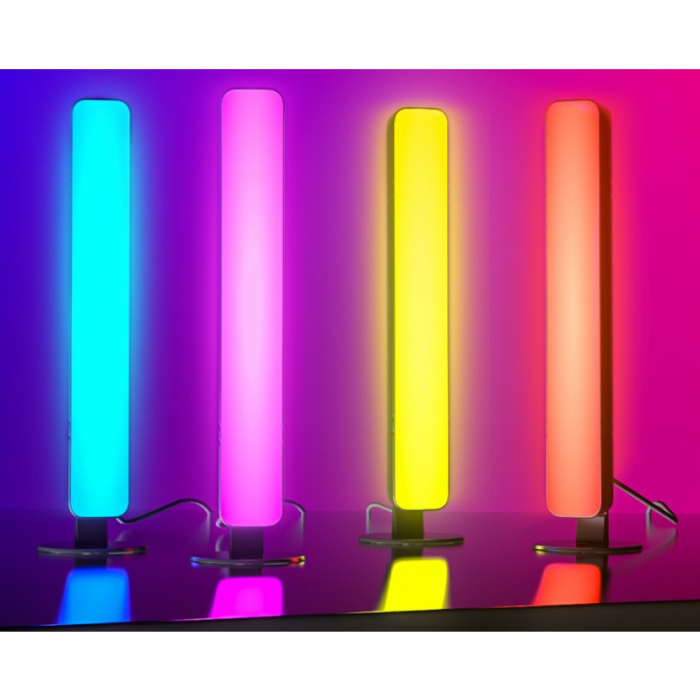 Set 2 Lampi de Birou, Flippy, RGB Colorat, 28 LED, Putere 5V, Telecomanda cu 24 de Taste, Cablu USB, Negru, 25.5x4x3.5cm [6]