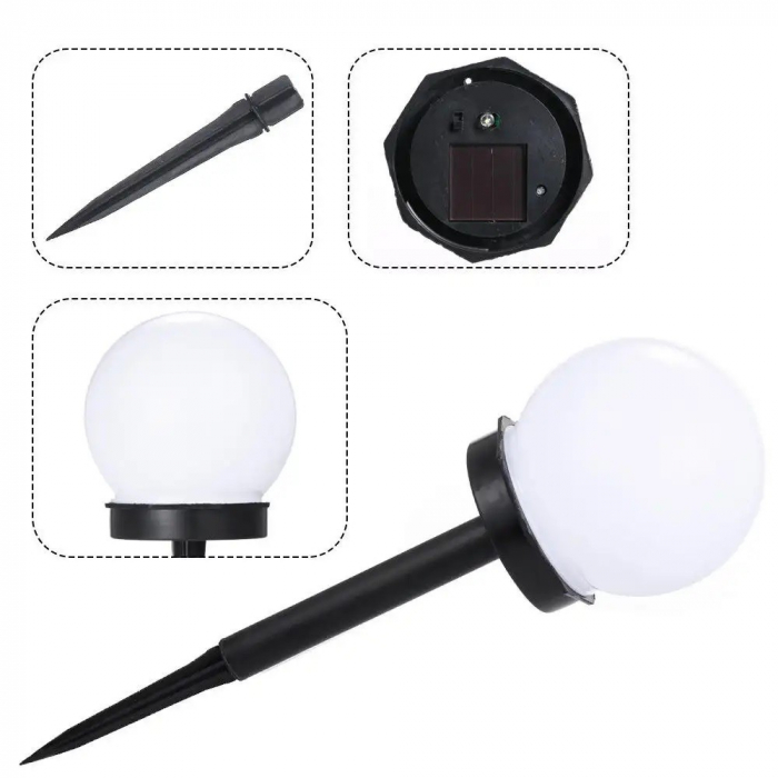 Set 2 Lampi Solare LED, Flippy, Forma Sferica, Tip Glob, Diametru 10 cm, Alb Rece [2]