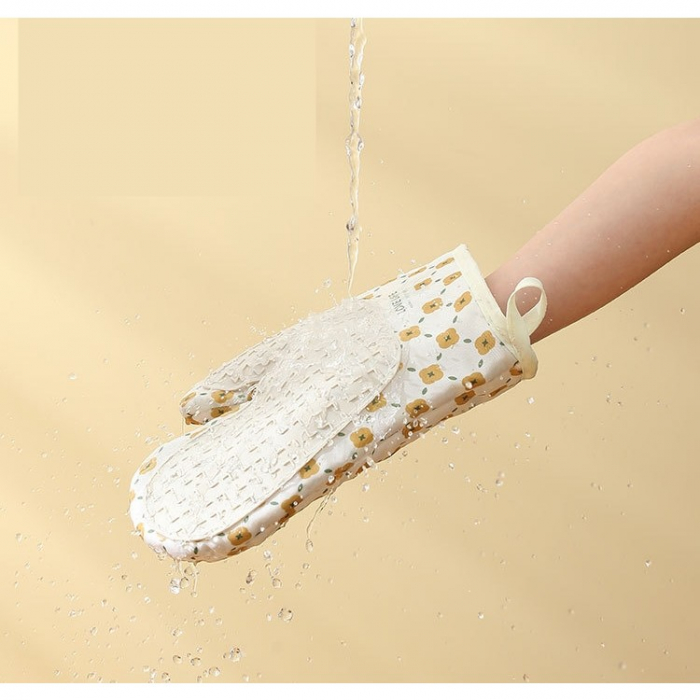 Set 2 manusi cuptor Flippy, manusa de bucatarie, rezistenta 330 grade, textil si cauciuc, 26.5x18 cm, alb [6]