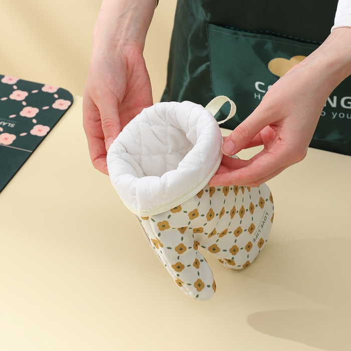 Set 2 manusi cuptor Flippy, manusa de bucatarie, rezistenta 330 grade, textil si cauciuc, 26.5x18 cm, alb [9]