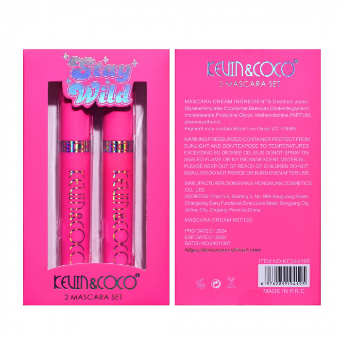Set 2 Mascara, KEVIN &amp; COCO, Stay Wild, 2 culori, 15.1 x 8.5 x 2.2 cm, Negru/Maro [4]