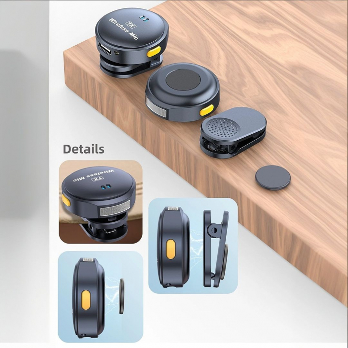 Set 2 Microfoane Profesionale Lavaliere, Flippy, Type C cu Adaptoare iPh si USB 3.0, Casca montorizare, Cutie incarcare rapida, Functie Anulare zgomot ambiant [4]