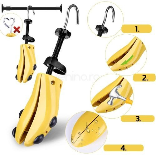 ! LICHIDARE DE STOC ! Set 2 Sanuri/Calapoade Reglabile Flippy, Alungit si Largit Pantofi, Marimea 30-36, Universal, Arc, ABS Premium, Galben [7]