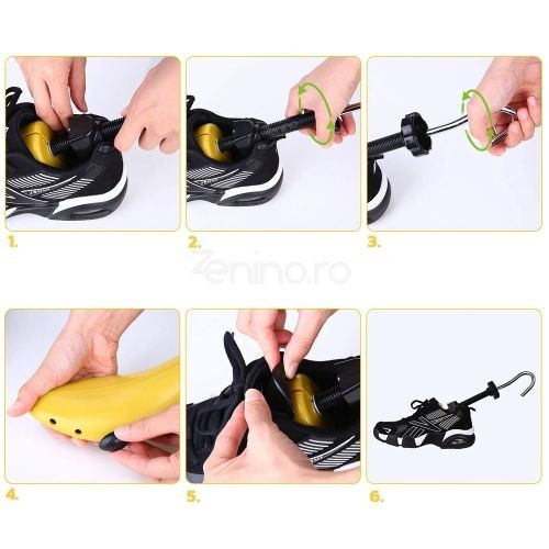 Set 2 Sanuri/Calapoade Reglabile Flippy, Alungit si Largit Pantofi, Marimea 30-36, Universal, Arc, ABS Premium, Galben [3]