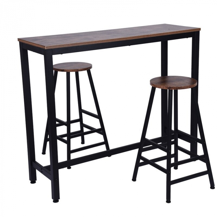 Set 2 scaune bar Hogland, negru si stejar antichizat, 40x40x71 cm [6]