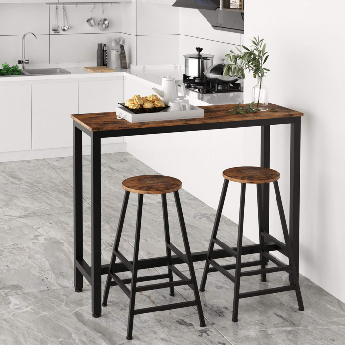Set 2 scaune bar Hogland, negru si stejar antichizat, 40x40x71 cm [4]