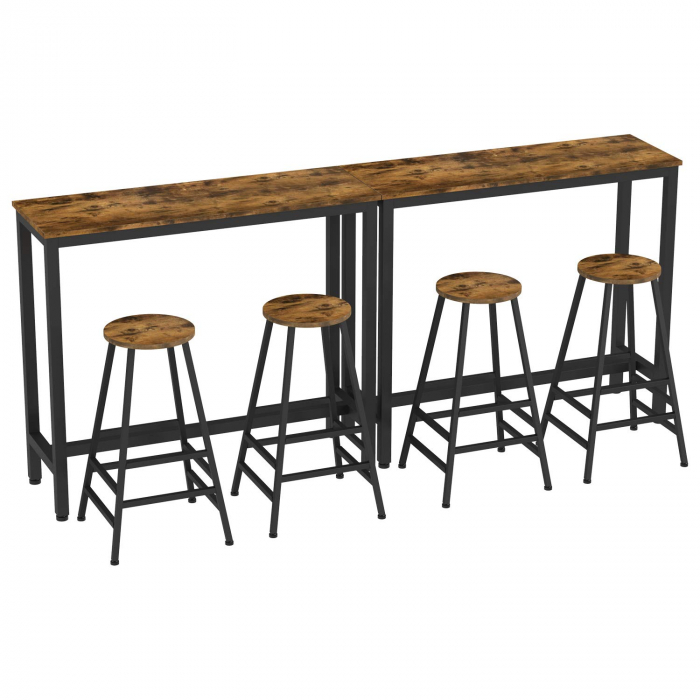 Set 2 scaune bar Hogland, negru si stejar antichizat, 40x40x71 cm [8]