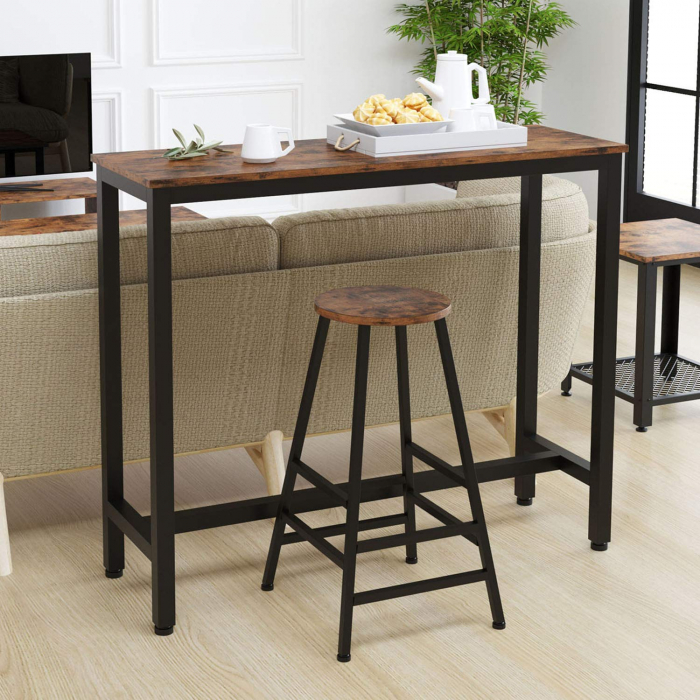 Set 2 scaune bar Hogland, negru si stejar antichizat, 40x40x71 cm [3]