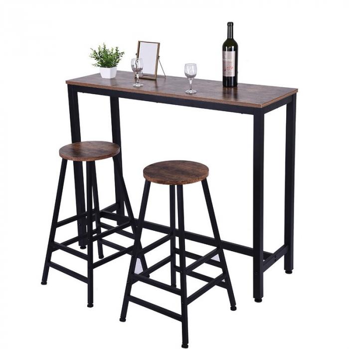 Set 2 scaune bar Hogland, negru si stejar antichizat, 40x40x71 cm [7]