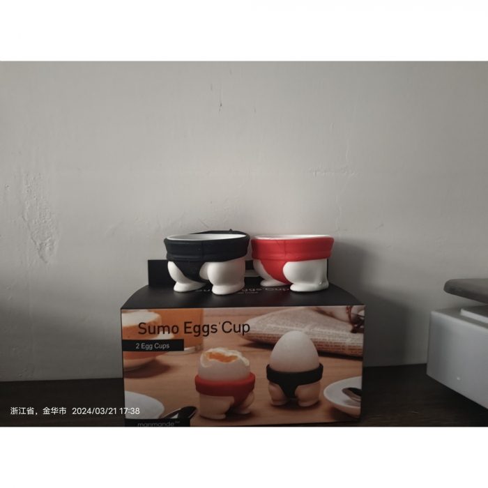 * LICHIDARE STOC * Set 2 Suporturi pentru Oua Fierte, Flippy, Model Sumo, din Silicon si PP, Multicolor - [5]