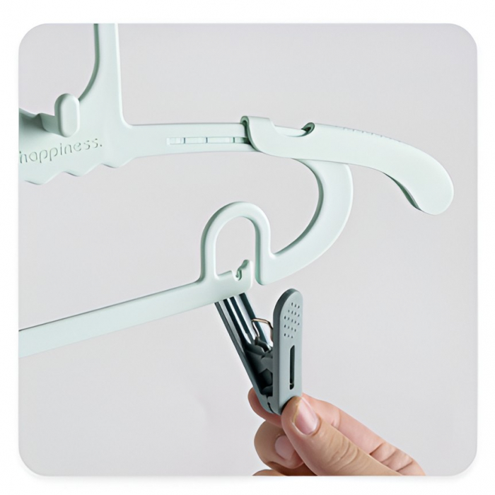 Set 20 de Cleme pentru Haine, Flippy, de Prindere pentru Pantaloni, Atasabile la Umerase, 1.6x2.3x6.35 cm, Verde [6]