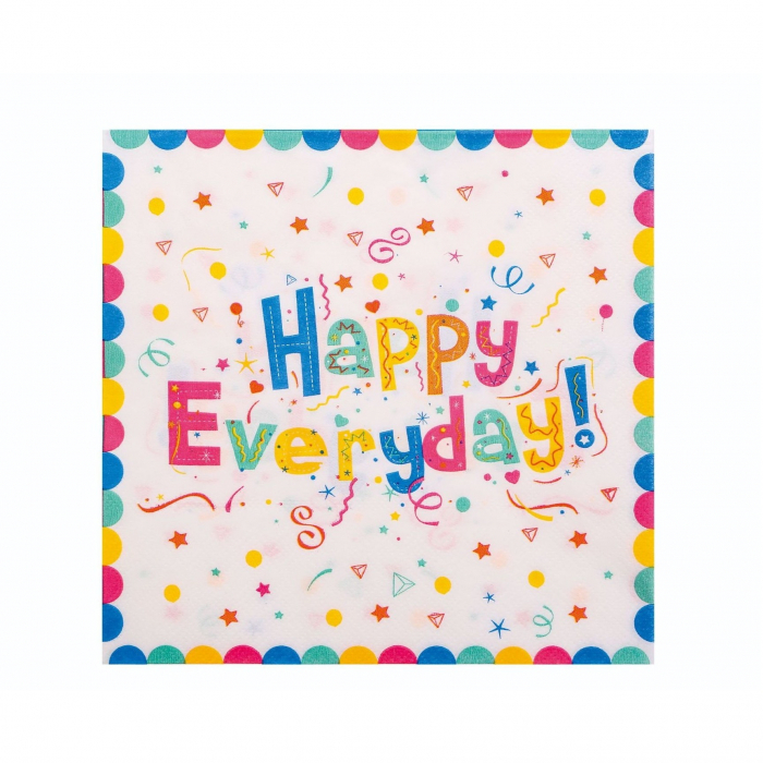 Set 20 de Servetele de Masa, Flippy, Model Happy Everyday, 17 x 17 cm, Multicolor [1]