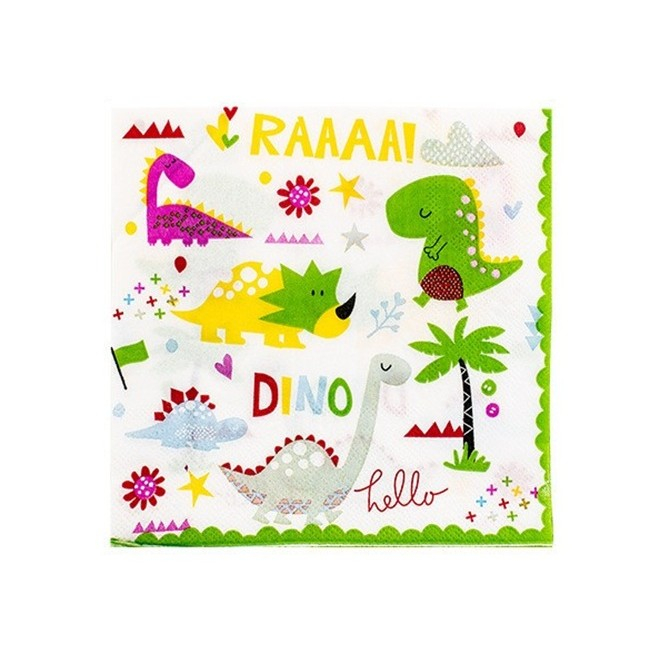 Set 20 Servetele de Masa, Flippy, Colectia Dino Park, 17 x 17 cm, din Hartie, Multicolor [1]