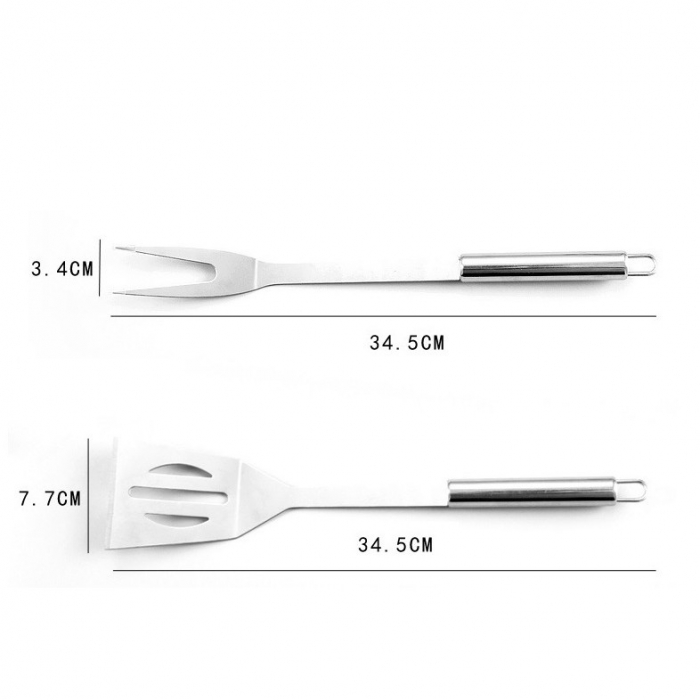 Set 20 Ustensile pentru Gratar, Flippy, din Otel Inoxidabil, Geanta Oxford, Argintiu [9]