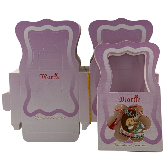 Set 200 Bucati Ambalaje de Carton pentru Martisoare, Flippy, Cutii Brosa, Model Gentuta, Lila [4]