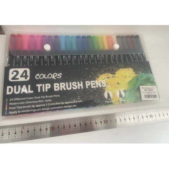 Set 24 Carioci, Flippy, pe Baza de Apa, 2 Tipuri de Varf, 1-2 mm, 0.4 mm, Corp Carioca Negru, din Plastic, Multicolor [3]