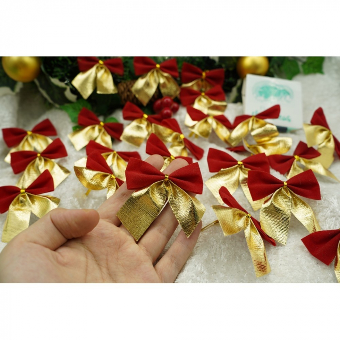 Set 24 fundite pentru brad, Rosii-Aurii , 5 x 6 cm, din poliester, Flippy [2]