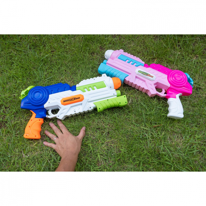 Set 2x Pistol cu Apa pentru Copii, Rezervor, Pentru Piscina/Plaja, Flippy, 6ani+, Roz + Albastru, 1000 ML [2]