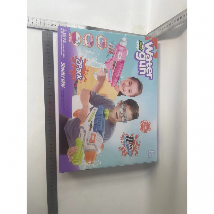 Set 2x Pistol cu Apa pentru Copii, Rezervor, Pentru Piscina/Plaja, Flippy, 6ani+, Roz + Albastru, 600 ML [10]