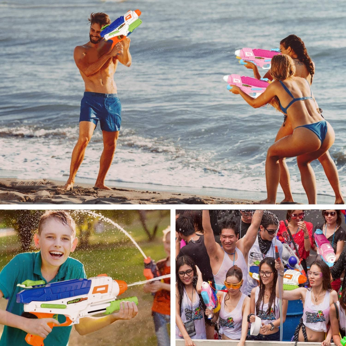 Set 2x Pistol cu Apa pentru Copii, Rezervor, Pentru Piscina/Plaja, Flippy, 6ani+, Roz + Albastru, 600 ML [6]