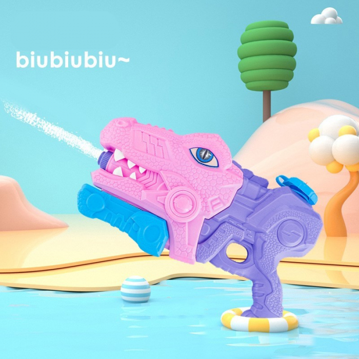 Set 2x Pistol cu Apa pentru Copii, Rezervor, Pentru Piscina/Plaja, Flippy, 6ani+, Tiranozaur, Roz + Verde,660 ML [10]