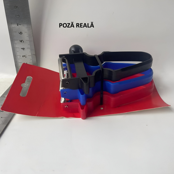 Set 3 Accesorii de Decojire, Razuire si Feliere, Flippy, pentru Legume si Fructe, Negru-Rosu-Albastru [2]