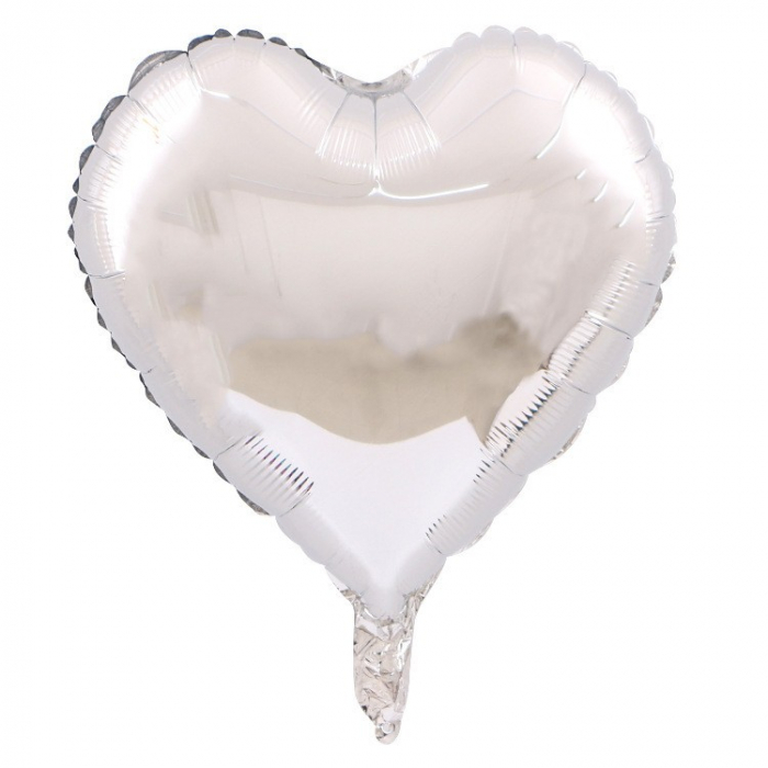 Set 3 Baloane din Folie Metalizata, Flippy, Figurina Inima, Tema Ziua Indragostitilor, 45 cm, Ambalaj Individual, Pai Inclus, Umflare cu Aer sau Heliu, Albastru/Argintiu [4]