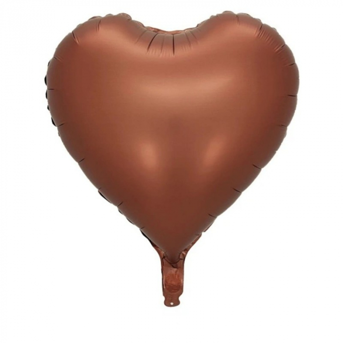 Set 3 Baloane din Folie Metalizata, Flippy, Figurine Inimi, Tema Ziua Indragostitilor, 45 cm, Ambalaj Individual, Pai Inclus, Umflare cu Aer sau Heliu, Crem/Maro [2]