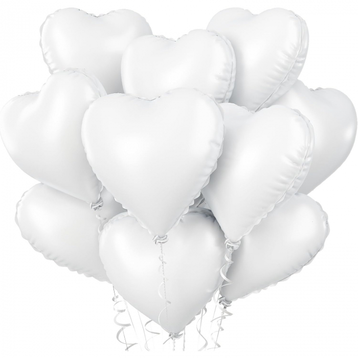 Set 3 Baloane din Folie Metalizata, Flippy, Model Inimi, Tema Ziua Indragostitilor, 45 cm, 2 Rosii, 1 Alb, Ambalaj Individual, Pai Inclus, Umflare cu Aer sau Heliu, Alb/Rosu [2]