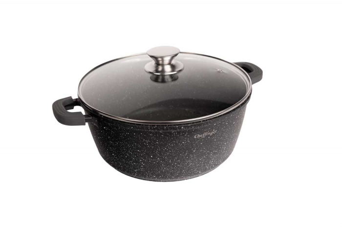 Set 3 cratite cu capac CF-DCS02, acoperire din marmura,32-36-40cm/8.6L-13.2L-17L,anti lipire [6]
