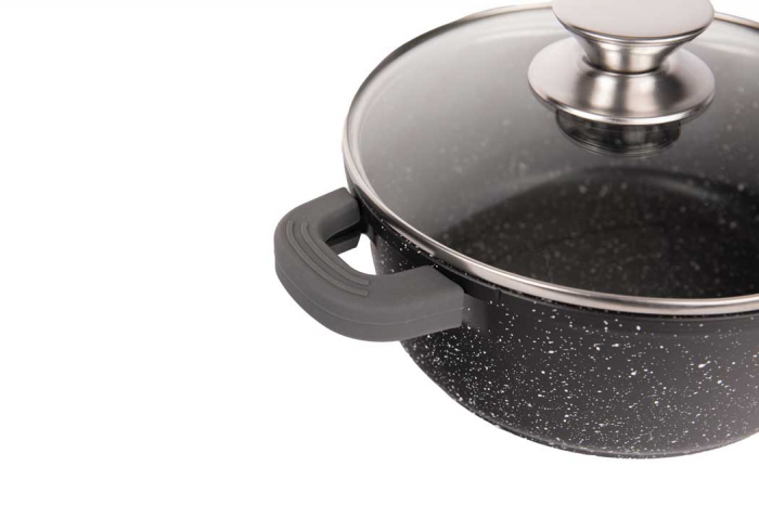 Set 3 cratite cu capac CF-DCS02, acoperire din marmura,32-36-40cm/8.6L-13.2L-17L,anti lipire [8]