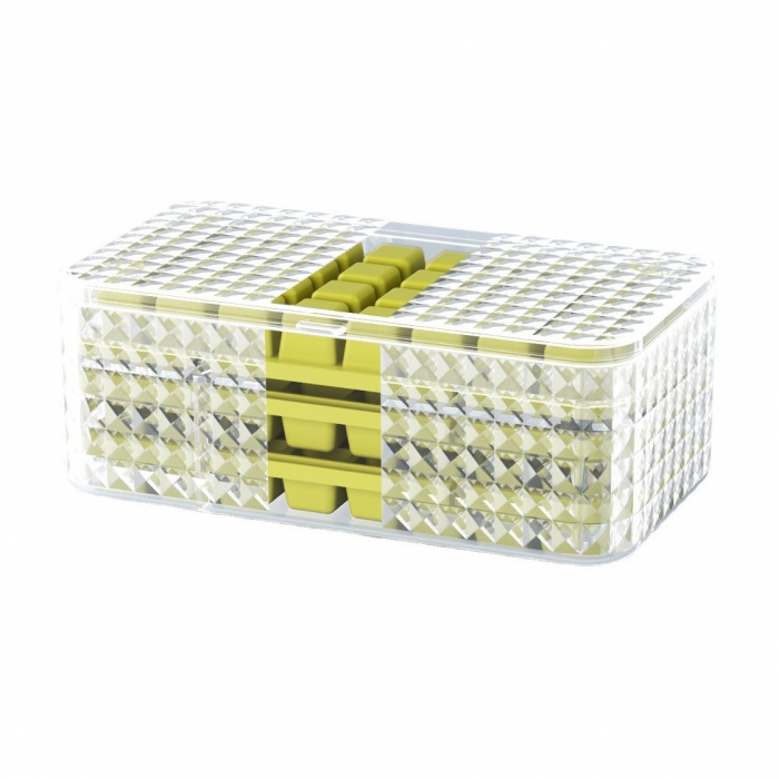 Set 3 forme pentru gheata si o caserola pentru depozitare Flippy, 96 de cuburi, verde [1]