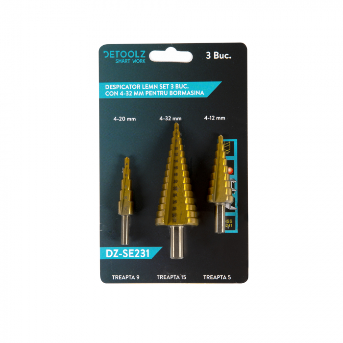 Set 3 freze in trepte HSS+Ti 4-12,4-20,4-32mm [5]