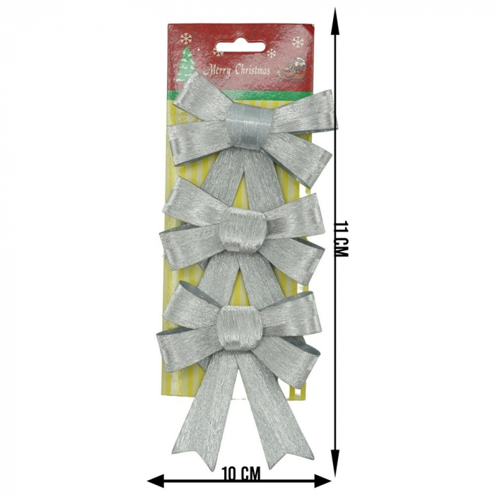 Set 3 fundite pentru brad, Argintii, 10 x 11 cm, din poliester, Flippy [6]