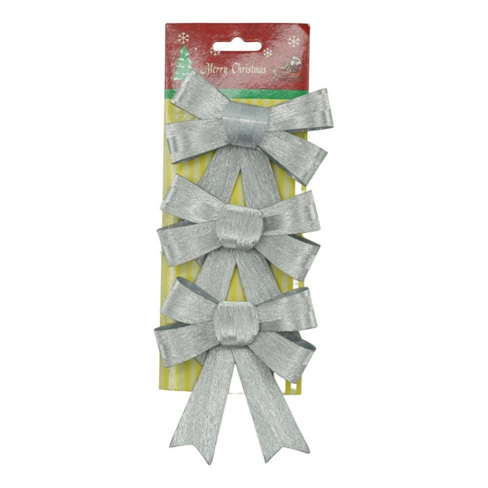 Set 3 fundite pentru brad, Argintii, 10 x 11 cm, din poliester, Flippy [1]
